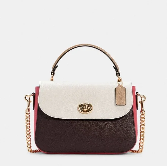 NEW Coach Marlie Top Handle Satchel In Colorblock Chalk Multi C2836